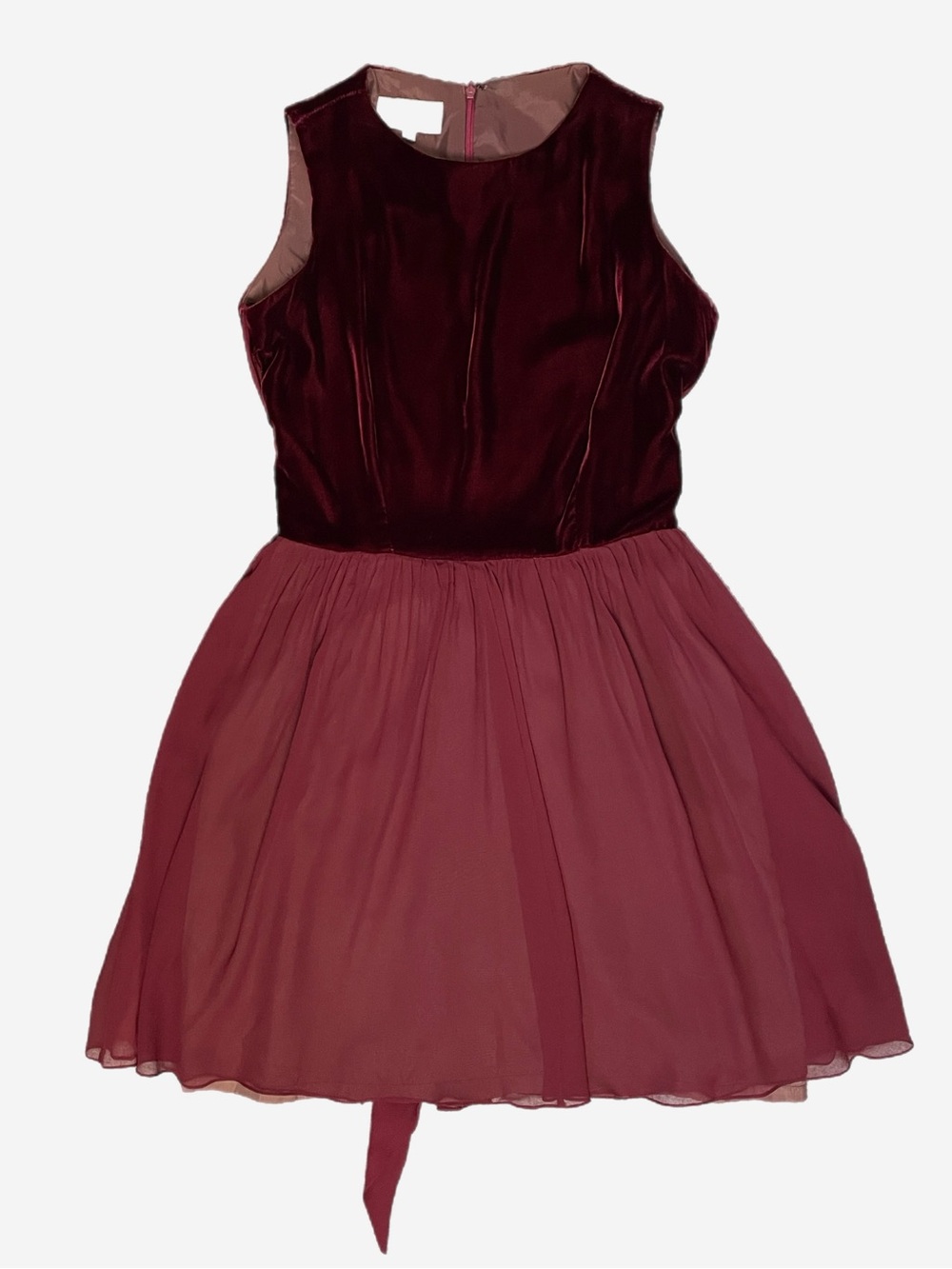 Vintage Y2K Elizabeth Wayman burgundy velvet silk bow mini dress whimsigoth S/M - Picture 8 of 12